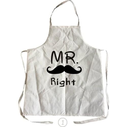 MR and MRS pattern men women linen & cotton kitchen cooking apron for couples cleaning aprons