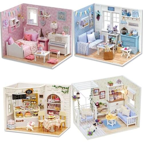 Doll House DIY Miniature Dollhouse Model Wooden Toy Furnitures Casa De Boneca Dolls Houses Toys Birthday Gift