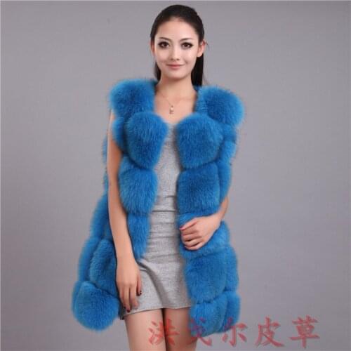 Hot new 2019 100% natural fox fur long vest Real Fox fur vest luxury fur jacket Winter waistcoat women' s coat long style