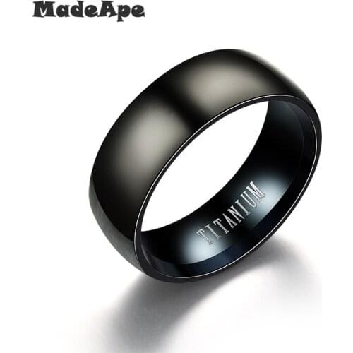 MadApe Black Titanium Steel Ring Women Matte Engagement Anel Masculino Rings For Men Wedding Bague Anillos Hombre Jewelry