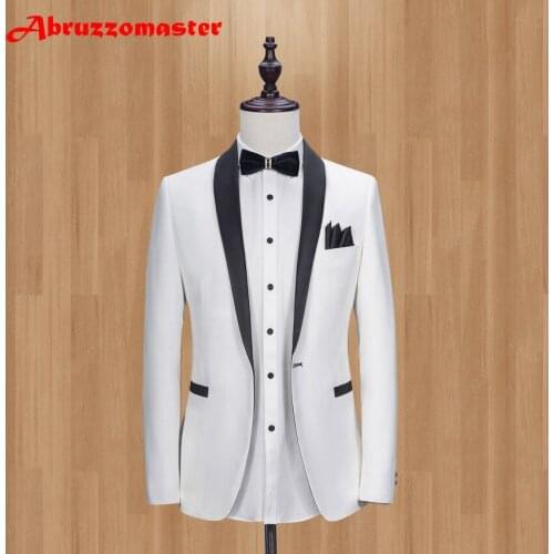 Man Blazers White Tuxedo With Black Lapel Wedding Suit For Man Ternos Masculino Slim Fit Mens Suits Man 2020 Suit Jackets