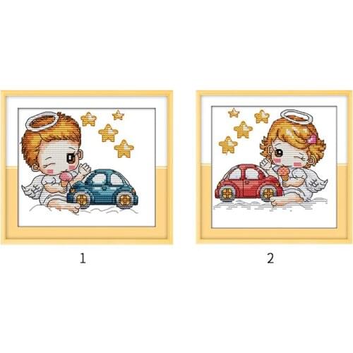 Embroidery Cross Stitch Kits car girl and boy paintings 14ct Needlework Sets 11ct Printed Cross Stitch for childrens room decor