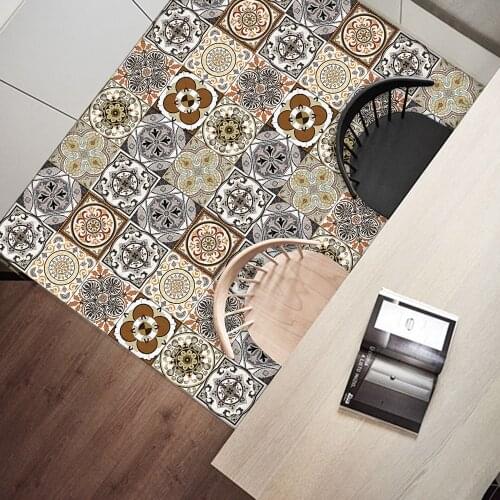 10/15/20cm Retro Pattern Matte Surface Tiles Sticker Transfers Covers for Kitchen Bathroom Tables Floor Peel & Stick Wall Decals