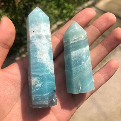 Natural caribbean calcite Crystal Double terminator Points pillar Polished Healing from Chakra healing 1pcs