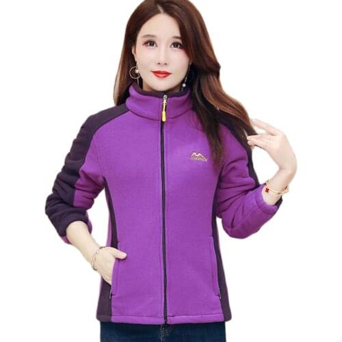 2021 New Autumn Mid-aged Women Fleece Jackets Plus Size Casual Warm Jackets Zipper Outerwear For Mum Winter Fashion Loose Coats
