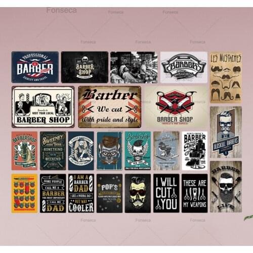 Barber Shop Tin Sign Plaque Metal Vintage We Cut With Pride And Styles Metal Sign Retro Iron Painting Wall Art Barber Decor