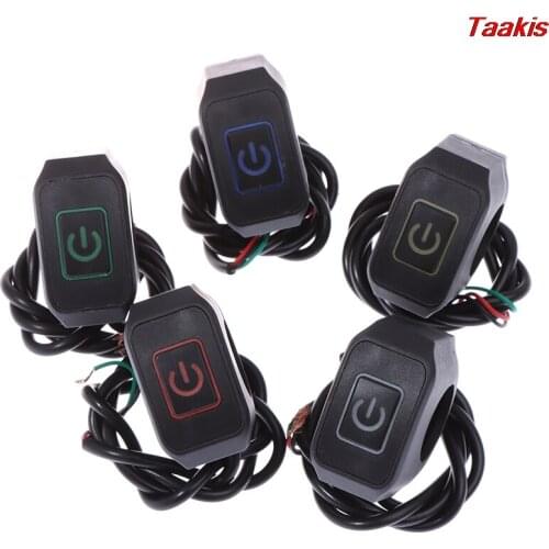 22mm7/8''Motorcycle Handlebar Switch Momentry Buttton ABS For Electric Star Kill Waterproof Control 5-10A with LED light 12V