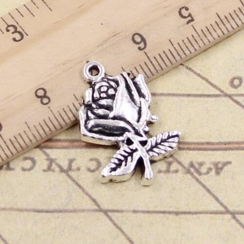 10pcs Charms Flower Rose 25x17mm Tibetan Silver Color Pendants Antique Jewelry Making DIY Handmade Craft