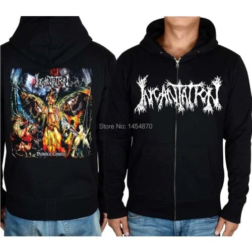 20 style Zipper Pullover Evil angel Incantation Cotton Rock Black Hoodies shell jacket punk hardrock sweatshirt fleece sudadera