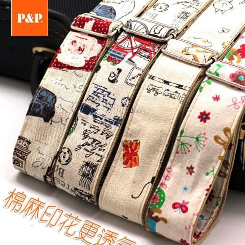 New Factory Direct Selling Guitar Strap, Printed Cotton and Linen Material Breathable Comfort Double P&P