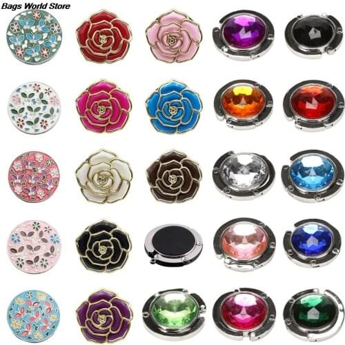 10 colors Folding bag holder /Purse/Bag Hanger Table Hook Hang Holder Rose Flower Shape