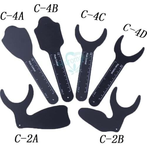 6pcs/set Dental Orthodontic Alloy Black Background Photo Image Contrast Board Oral Cheek Plate With Scale Mark Autoclavable
