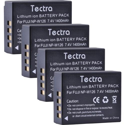 Tectra 4pcs 1400mAh NP-W126 NPW126 Battery for Fujifilm Fuji X-Pro1 XPro1 X-T1 XT1 XE1 HS30EXR X-E2S X-E3 NP W126 Battery
