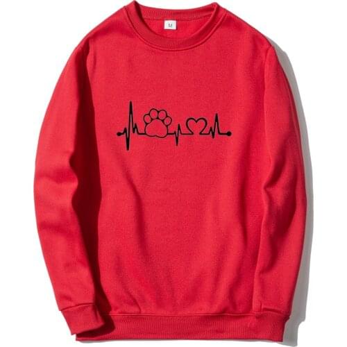 NEW Harajuku Spring Autumn Hoodies Men Women Fashion Animal footprint lifeline Printed Sweatshirt Men Pullover tops Streetwear