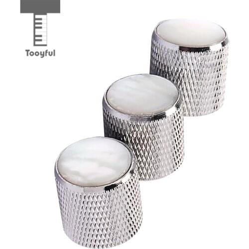 Tooyful 3 Pcs of Set Volume Tone Control Knob Silver with Pearl for Guitar Bass