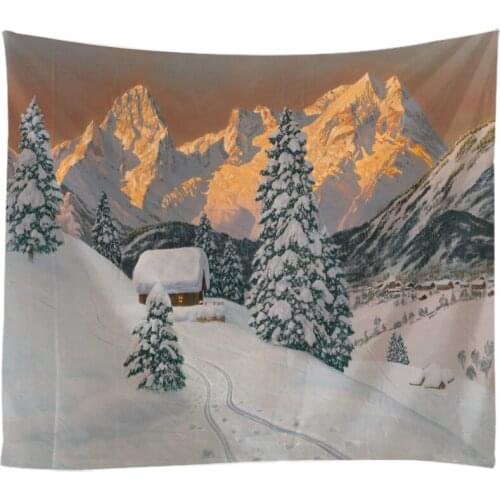 Snow-covered Landscape Deer Tapestry Wall Hanging Cloth Bed Spread Beach Towel Table Cloth Yoga Mat House Living Room Decoration