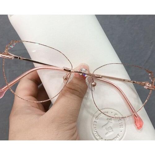 Women Fashion Elegant Ultralight Oversized Rimless Frame Custom Made Myopia Glasses -1 to -6 and Reading Glasses +1 to +4