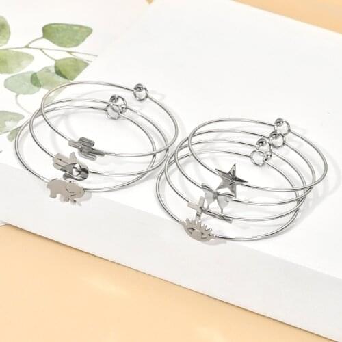 ZMZY New Wire Open Cute Star Shape Bangle Bracelet Stainless Steel Jewelry Women Love Gift