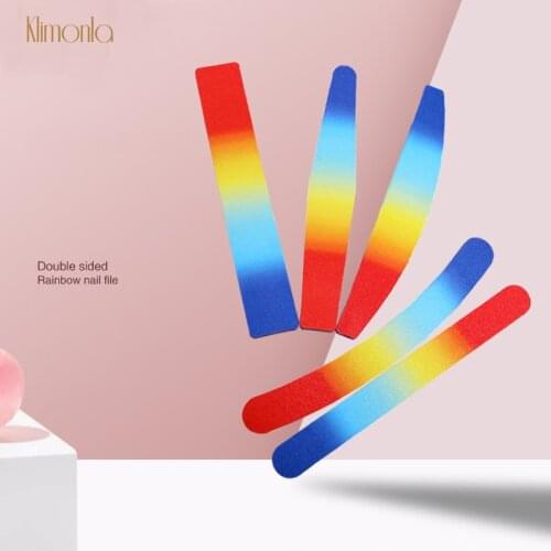 10Pcs/Lot Nail File 100/180 Grit Rainbow Sandpaper Double Side Design Multiple Shape Sanding Buffer Gel Polishing Manicure Tool