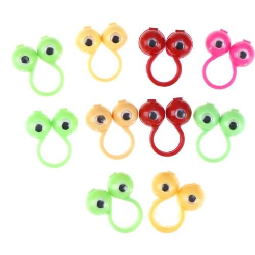 10Pcs Eye Finger Puppets Big Eyes Plastic Rings With Wiggle Eyes 25mm Party Favors For Kids Gift Toys Pinata Fillers Birthday