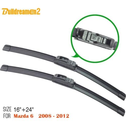 Buildreamen2 Bracketless Vehicle Soft Rubber Windshield Windscreen Wiper Blades Suit For Mazda 6 2008-2012 2Pcs