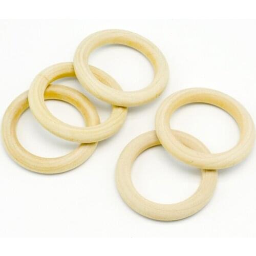 20pcs Nature Montessori 25mm-70mm Baby Toy Organic Infant Teething Teether Toy Accessories Wooden Ring Set Necklace