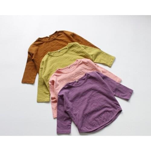 2020 spring childrens base T-shirt autumn bamboo cotton wide childrens T-shirt kids clothes