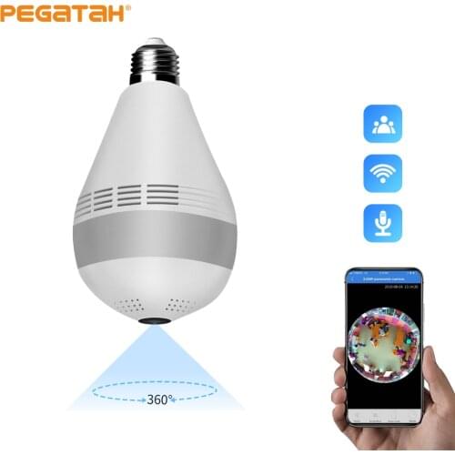 Wifi Panorama Camera 360 LED Light Security Lamp Panoramic CCTV Video Wireless 1080P Ip Surveillance Bulb Fisheye HD Camera
