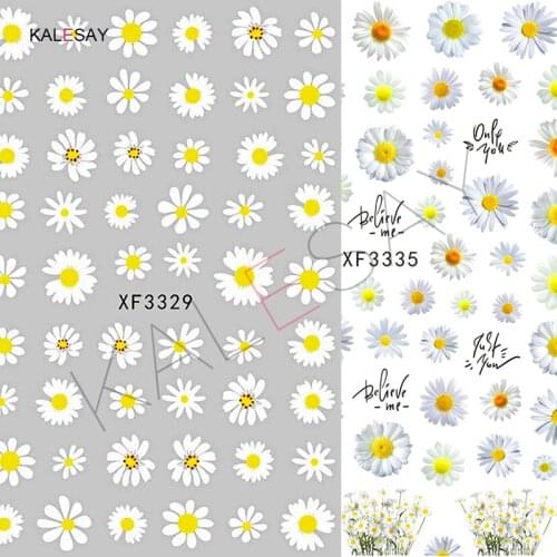 Flower Daisy Nail Art Sticker Decoration Manicure Design Lovely Sticker Decal Green Leaf Self Adhesive Nail Art Decal on Nails