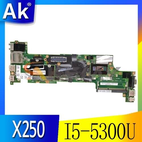 Akemy For Lenovo Thinkpad X250 Notebook Motherboard VIUX1 NM-A091 CPU I5 5300U 100% FRU 00HT381 00HT382 00HT385 00HT386
