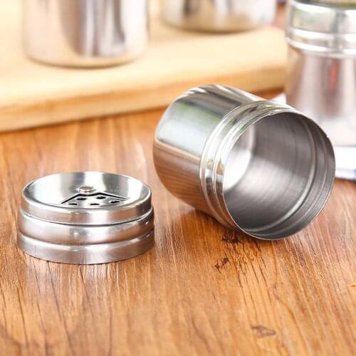 Stainless Steel Cruet Condiment Spice Jars Set Salt And Pepper Shakers Seasoning Pots Kitchen Tools Seasoning Cans