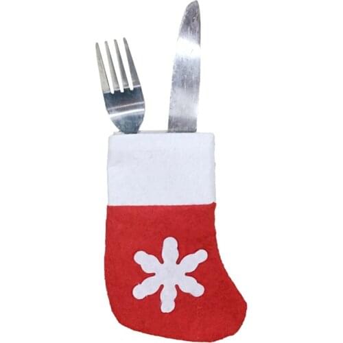 180 Pcs Christmas Socks Decoration Tableware Holders Candy Pouch Bag Knife Spoon Fork Bag Xmas Stockings Dinner Table Ornaments