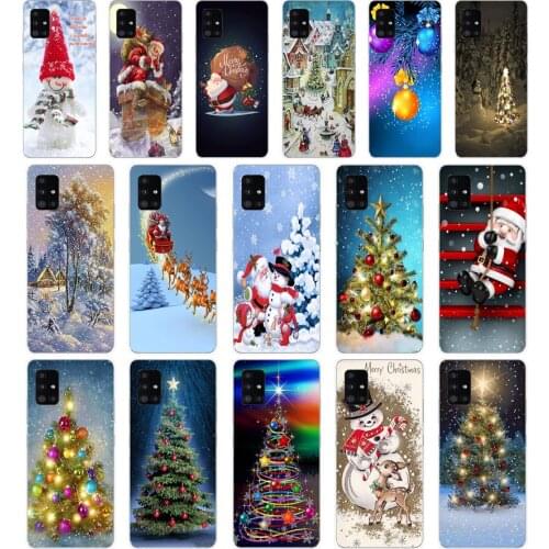 97SD New Year Snowman Colorful Soft Silicone Tpu Cover phone Case for Samsung Galaxy A01 A10 A31 A40 A41 A51 A71 A70 2019
