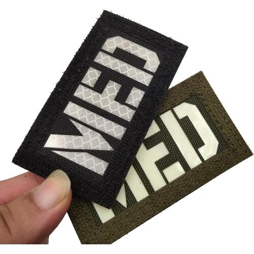 Two Sides Patch Infrared IR Reflective Patches MED White Glow In Dark 3D Tactical Military Patch Armband Appliqued Badges