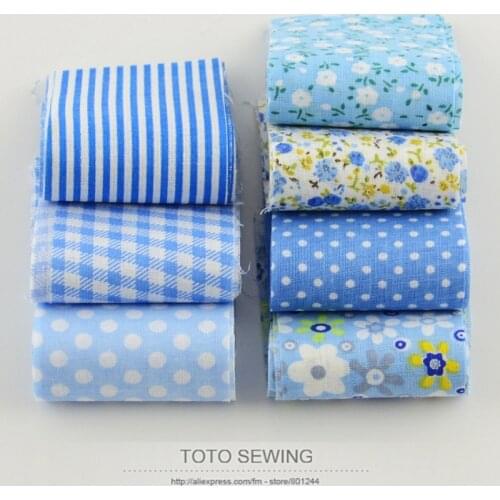 Booksew cotton fabric for DIY handmade crafts sewing fabric strips 5cm x100cm F035# 7pcs/lot light blue jelly roll