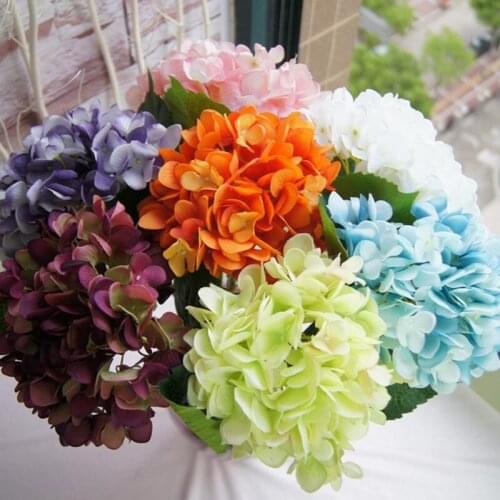 Simulation Silk Flower (40 Pcs/Lot) White Artificial Fabric Hydrangea Bouquet Wedding Home Decorations 16 Colors Free Shipping