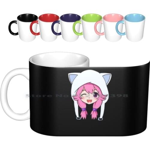 Anime Face Girl Ceramic Mugs Coffee Cups Milk Tea Mug Anime Manga Sailor V Sailor Venus Food Noodles Chibi Kawaii Cute Creative