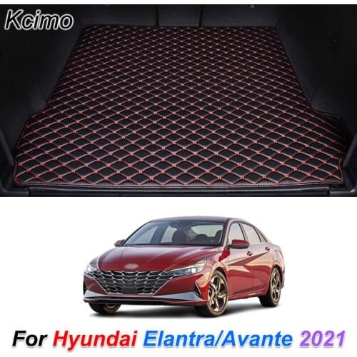 The Trunk Floor Leather Liner Car Trunk Mat Cargo Compartment Floor Carpet for Hyundai Elantra Avante 2021