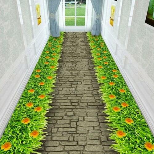 Creative Corridor 3D Printed Area Rug Garden Flower Hallway Carpets for Bedroom Living Room Carpet Stairway Anti-Slip Floor Mats