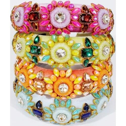 Lalynnly Sparkly Colorful Rhinestone Headbands Full Crystal Padded Hairbands Women Girls Headwear Hair Accessories Gifts F3252