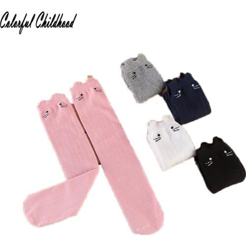 Cute Cartoon Children Sock lovely cat for baby girls children Knee High Socks Print Animal child Long Socks Over Knee girl Socks