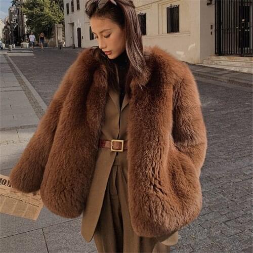 Fashion Fur Coat Women Natural Real Fox Fur Jacket High Quality Solid Color Winter Thick Warm Coat Plus Size Customizable