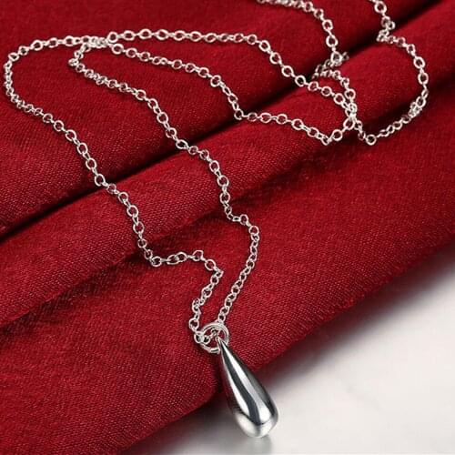 Fashion 925 Silver Cute Small Fashion Mini Water Drop Shape Necklace Ladies Simple Temperament Wedding Engagement Gift