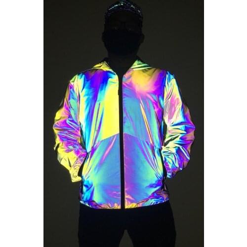 2021 Fashion Men Reflective Outcoats Luminous Hooded Jackets Winter Coats Chaquetas Mujer Invierno