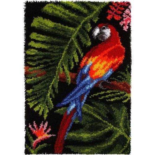 Latch Hook Rug Kit with Printed Parrot Canvas DIY Craft Embroidery Carpet embroidery Crochet Hook Rug for Adults Kids Home Decor