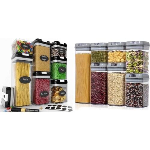 HOT 7Pcs Food Storage Container Set,Airtight Plastic Kitchen And Storage Clear Food Canister With Durable Lid