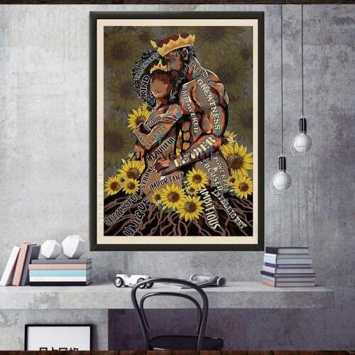 Wall Art African American Portrait Wall Art I Am Enough Art Afro King Poster Abstract Contemporary Canvas Printed Painting Home