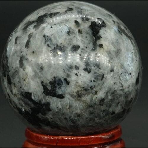 40MM Natural Gemstone Larvikite Labradorite Sphere Crystal Ball Reiki Healing Globe Home Decor