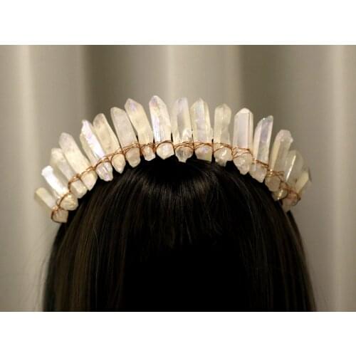 Raw Crystal Crown Wicca Crown Colorful Natural Crystal Headband Witch Accessories Headdress BOHO Gothic Gift