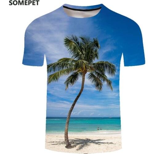 2020 Summer new leisure Hawai short-sleeved fashion couple beach men and women travel seaside beach Harajuku streets 3D T-shirt